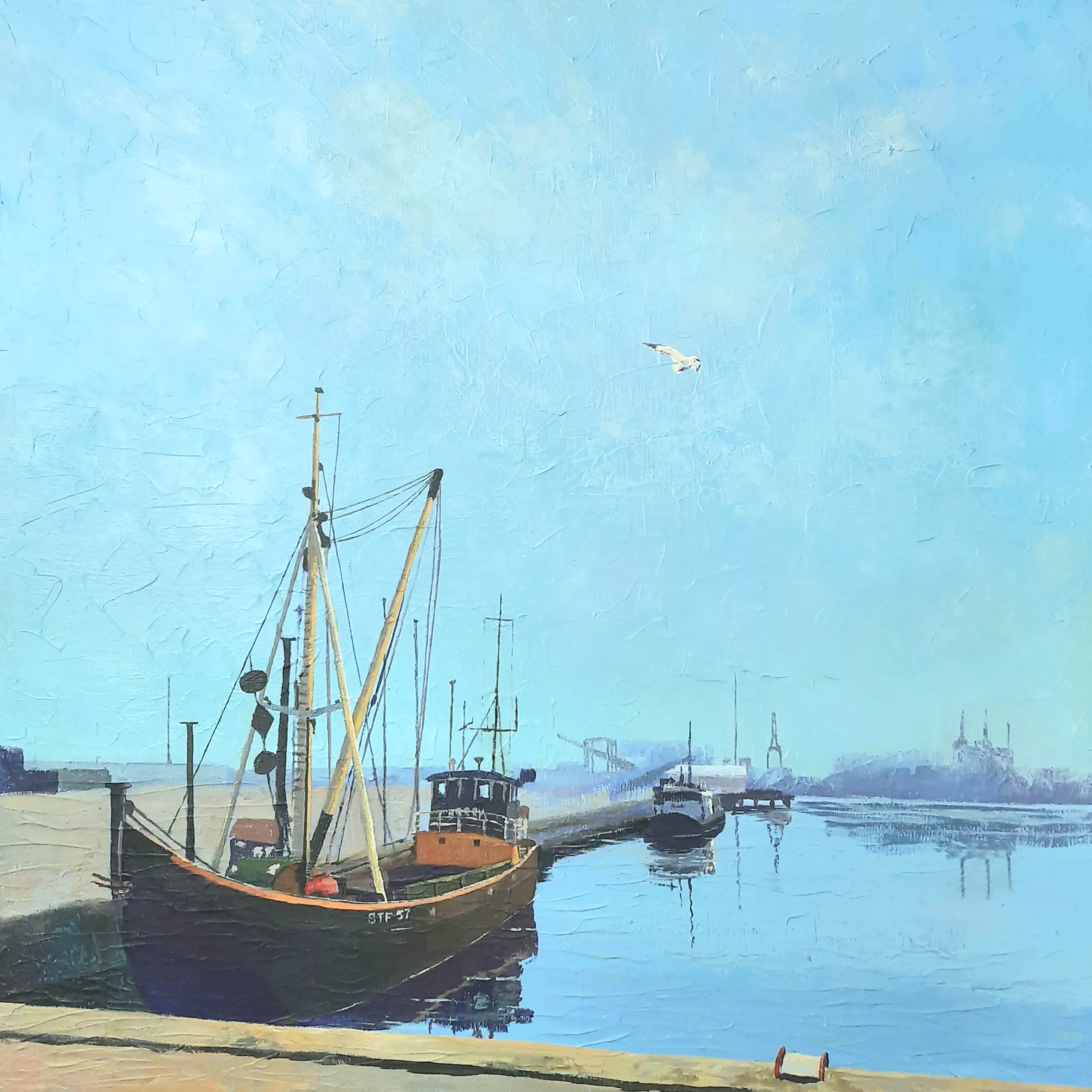 Ships. Aarhus 2 — acrylic on canvas painting