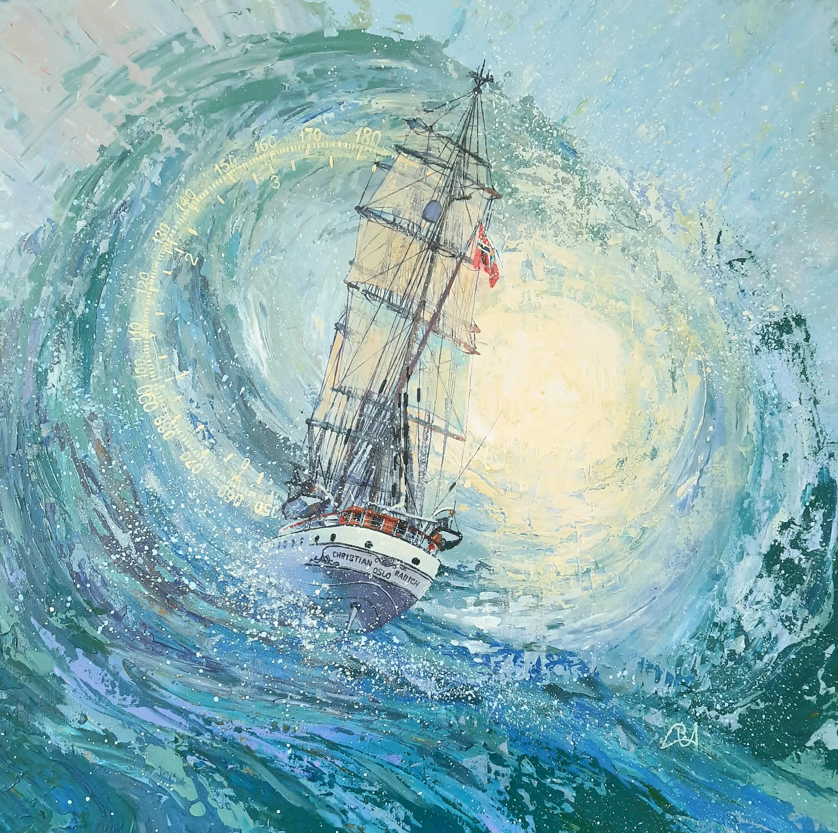 Sailing home — acrylic on canvas painting