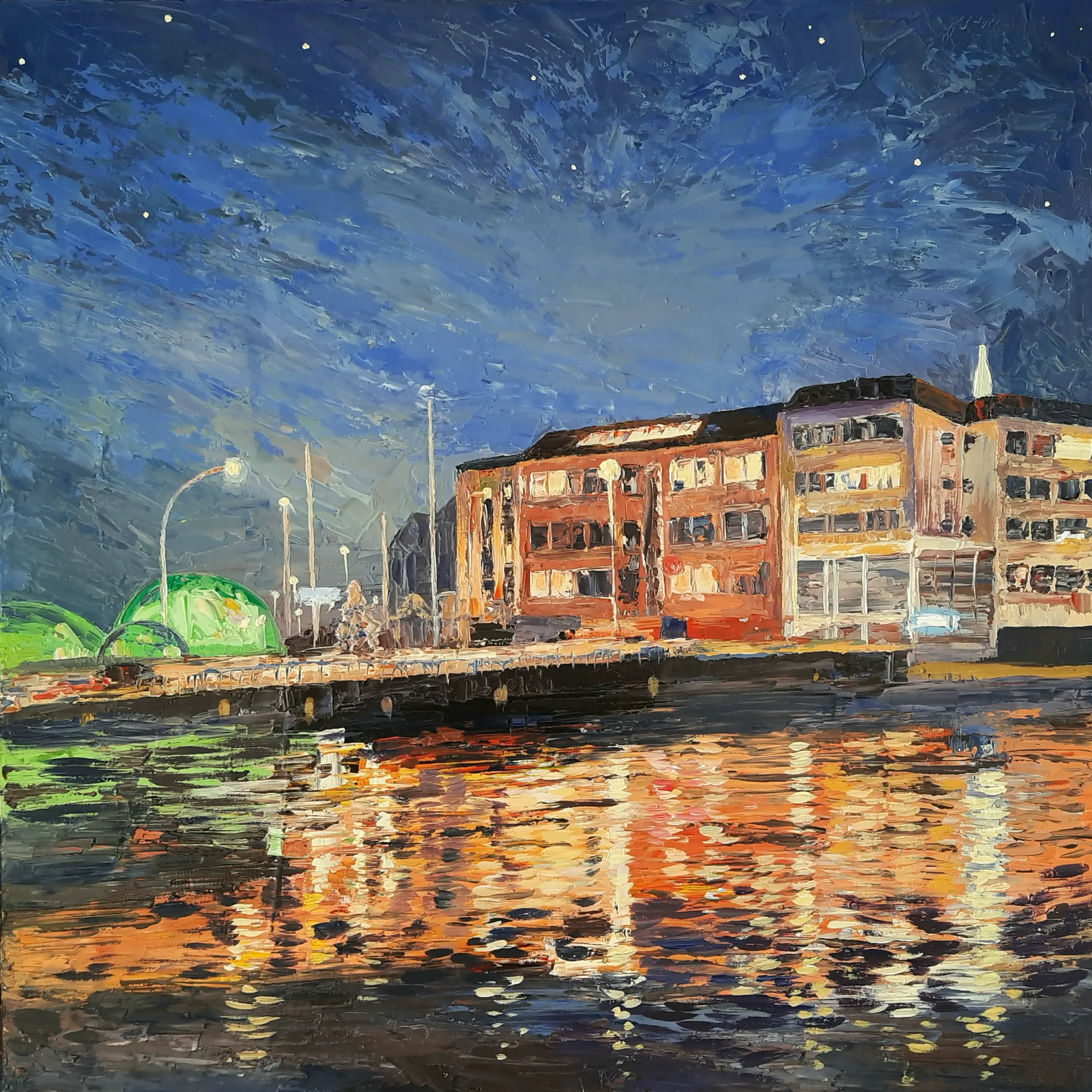 Night light — oil on canvas painting