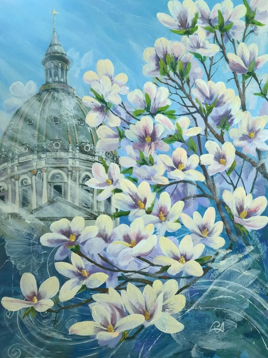 Copenhagen spring — acrylic on canvas painting
