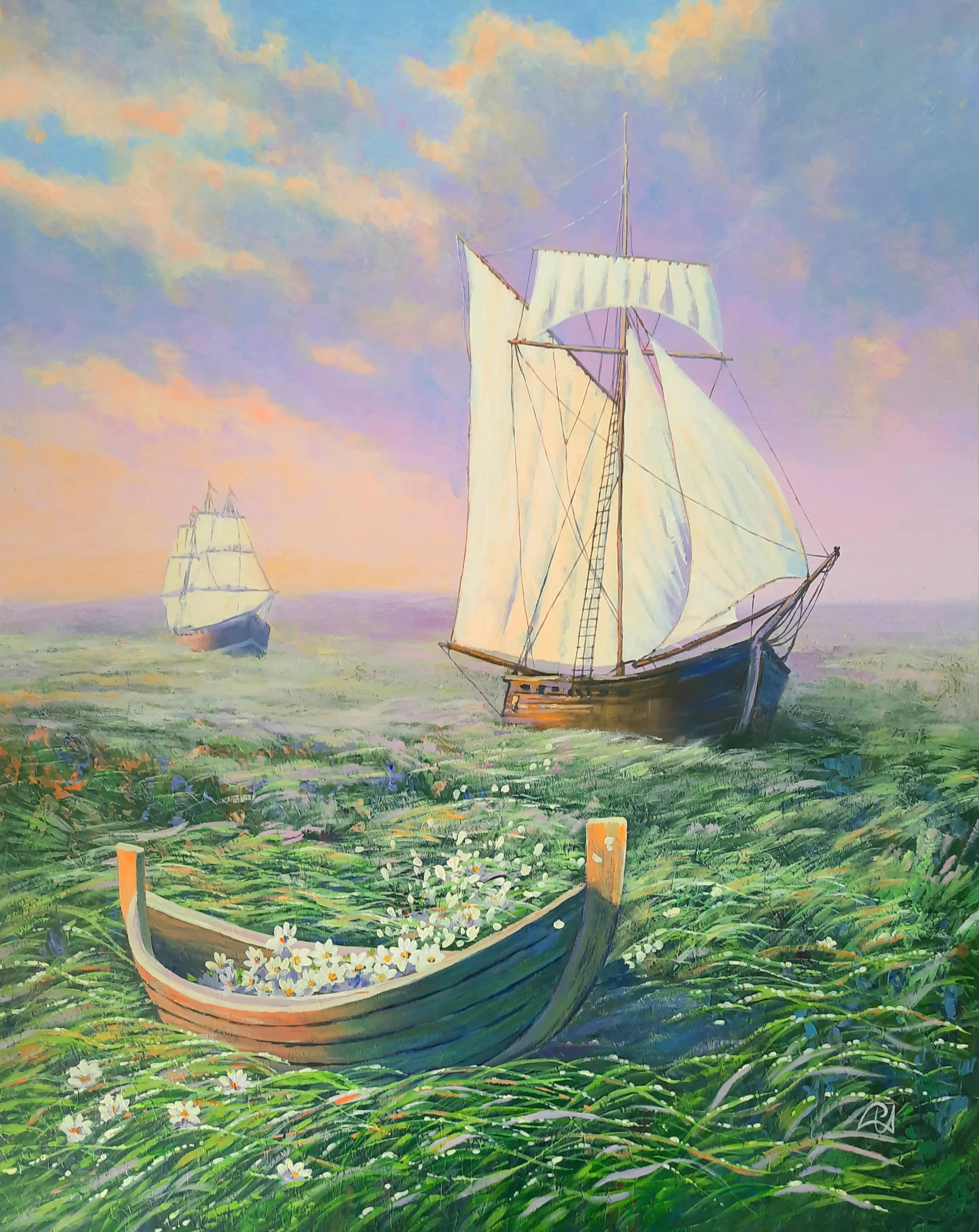 Green Sea — acrylic on canvas painting