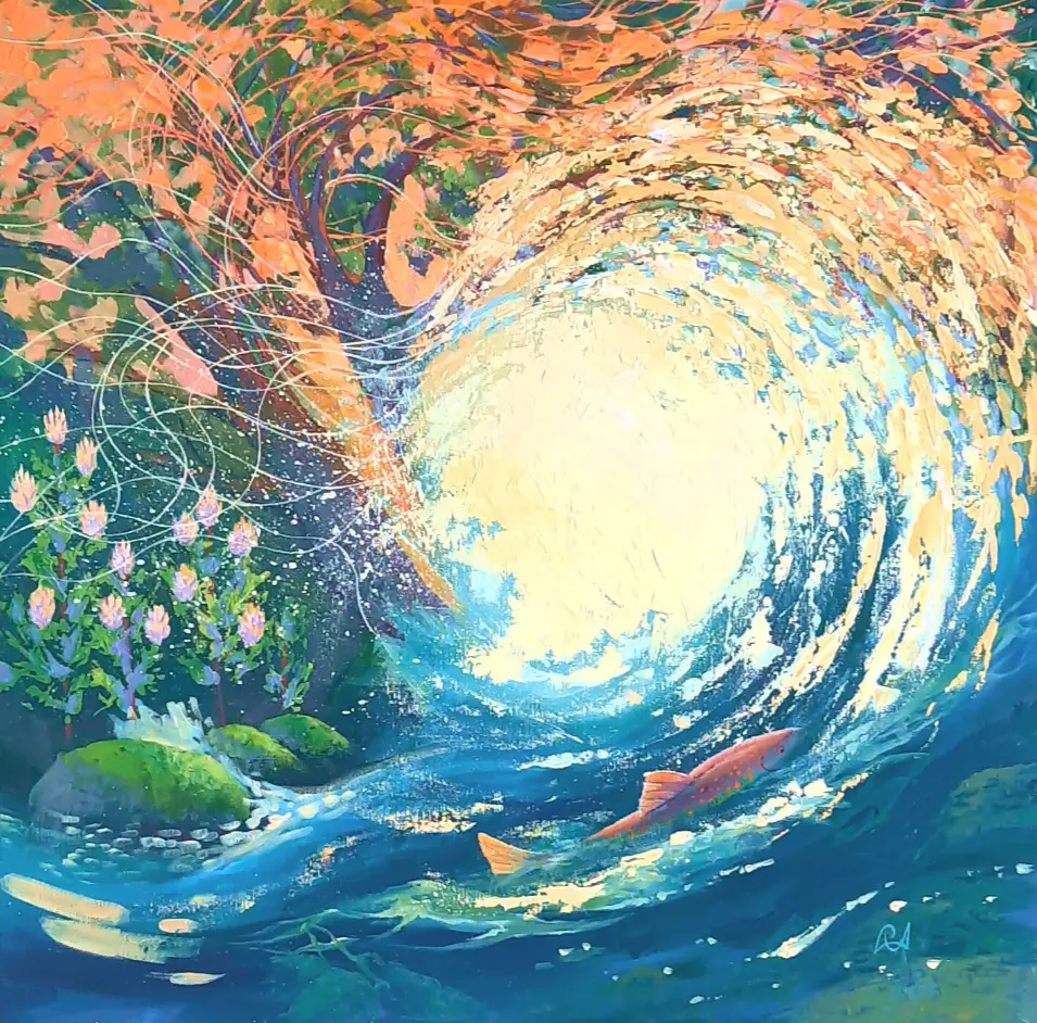 Solar Wind. Evening Stream — acrylic on canvas painting